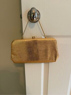 Vintage 1950s Bobbie Jerome Evening Bag Gold Chain Strap Clutch Purse